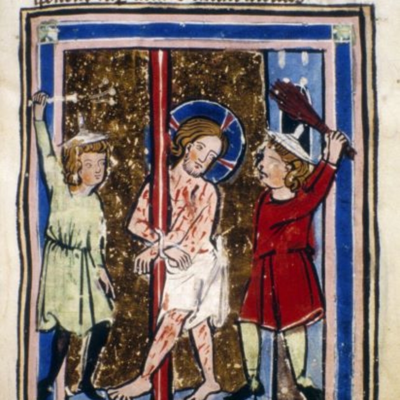 Flagellation de Christ par deux juifs