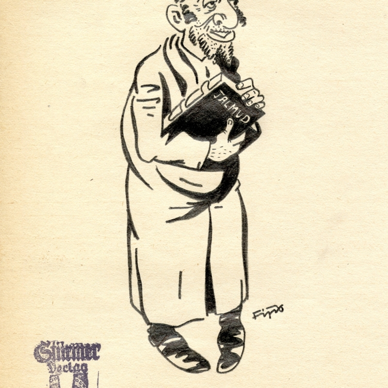 Caricature d’un juif avec un Talmud